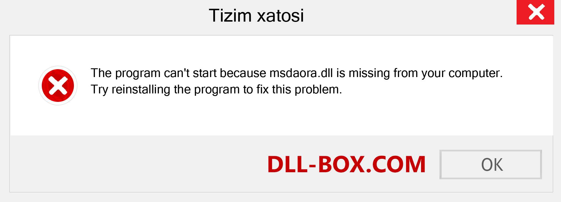 msdaora.dll fayli yo'qolganmi?. Windows 7, 8, 10 uchun yuklab olish - Windowsda msdaora dll etishmayotgan xatoni tuzating, rasmlar, rasmlar